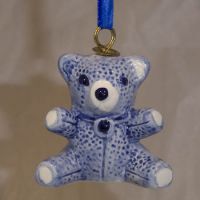 Xmas Ornament Blue Teddy Bear 2.5inch Tall