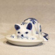 Mini Cat with Fish on Plate 2 inches wide